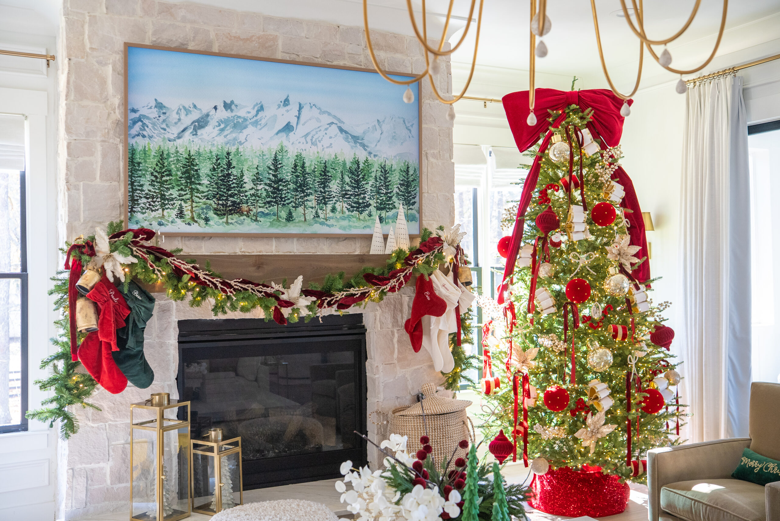 beautiful Christmas decorations inside of a house
